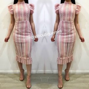 Beautiful midi bodycon elegant pink dress
